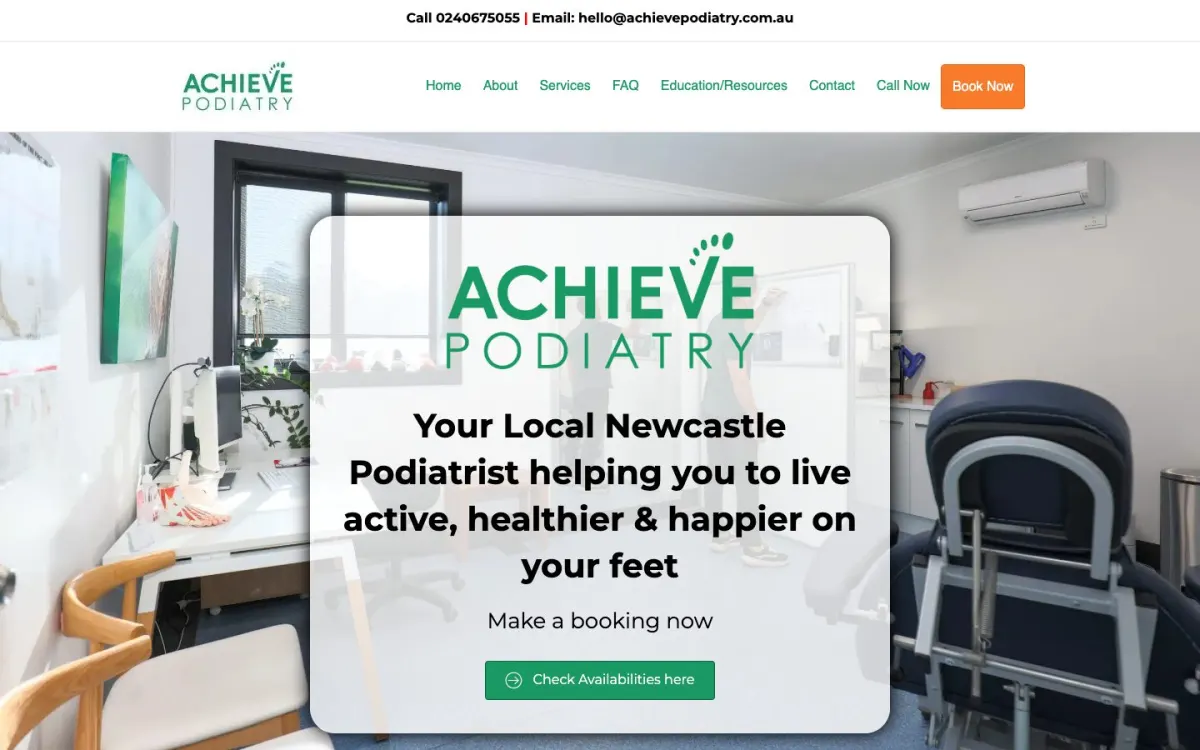 Achieve Podiatry website by Black Lion Digital