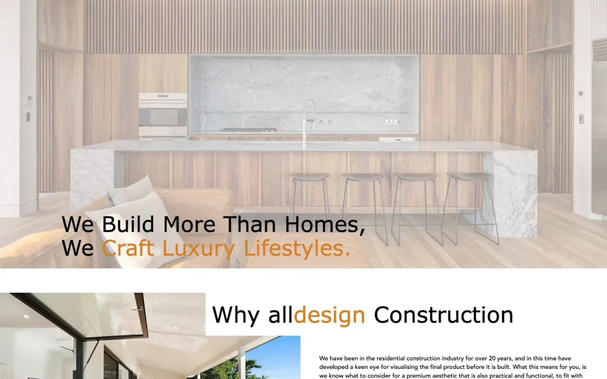 All Design Construction website after the Black Lion Digital rebuild