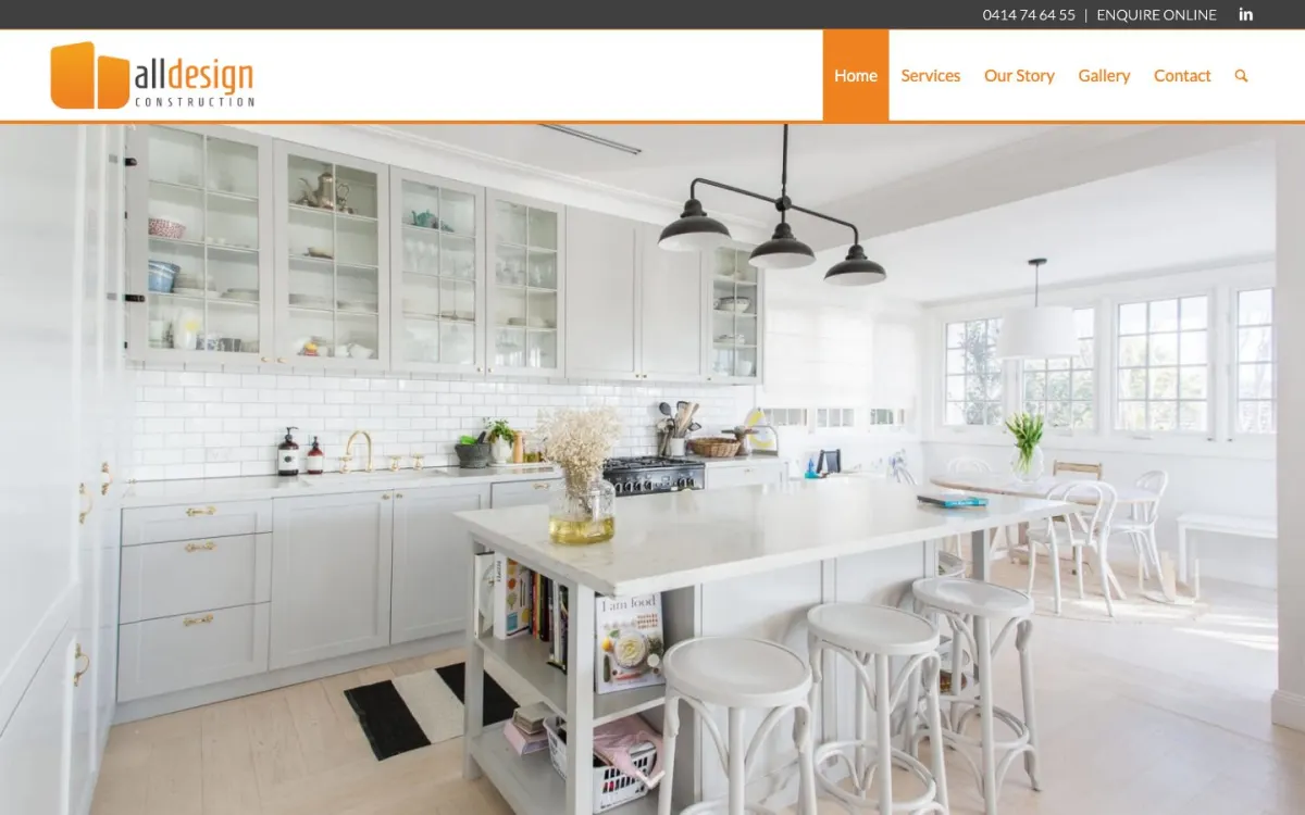 All Design Construction website before the rebuild
