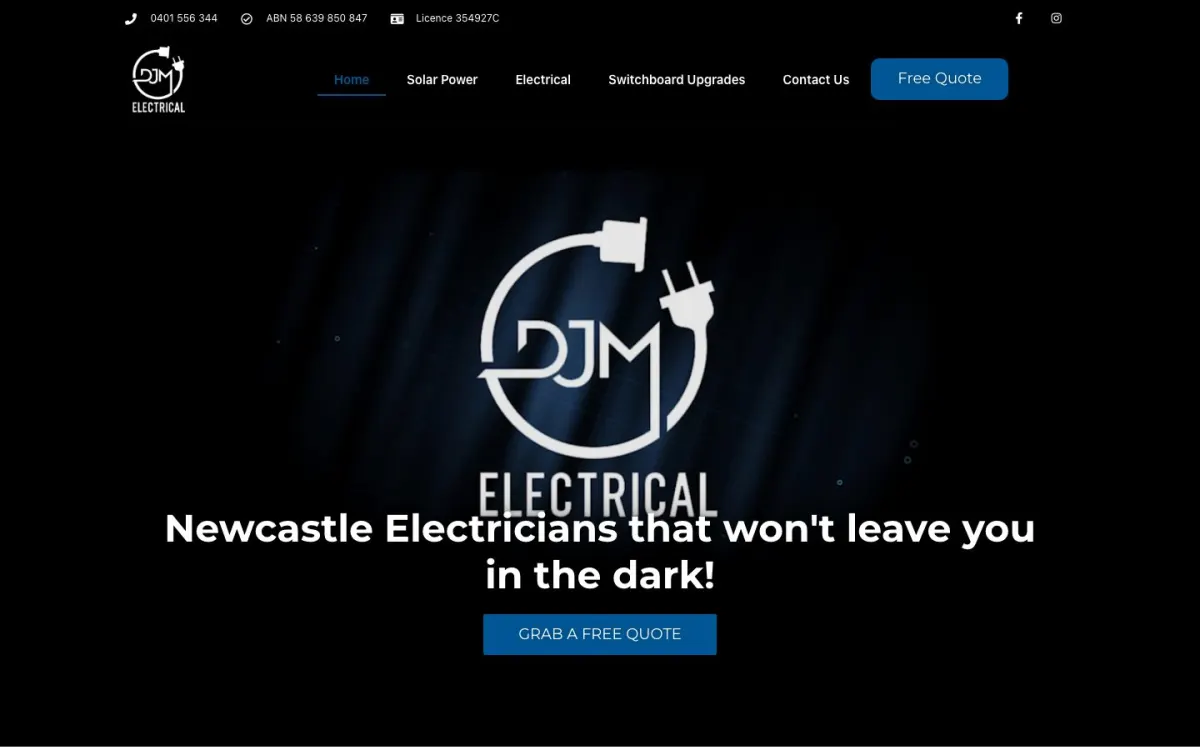 DJM Electrical NSW website before the rebuild