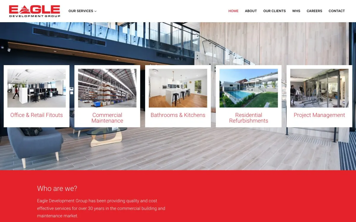 Eagle Development Group website before the rebuild
