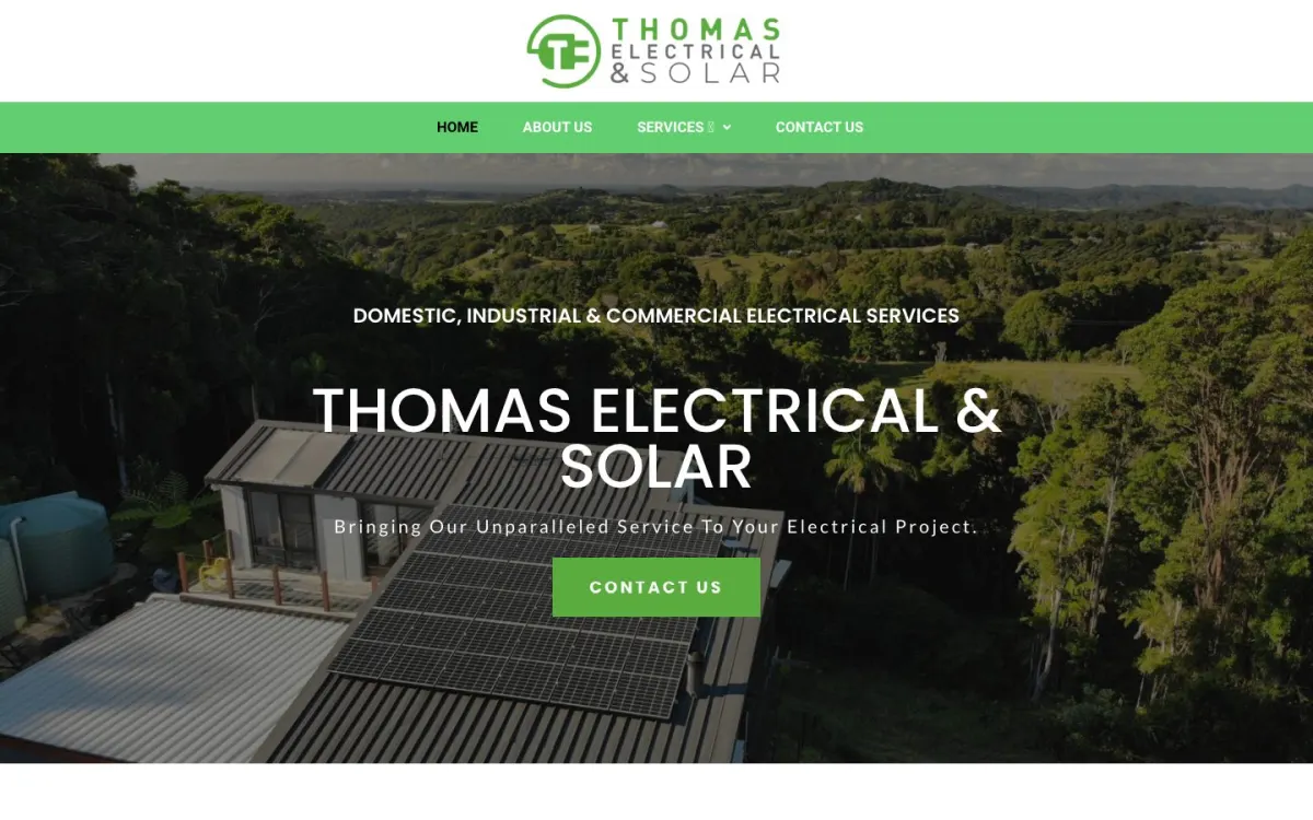 Thomas Electrical and Solar website before the rebuild