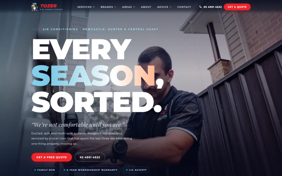 Tozer Air website by Black Lion Digital